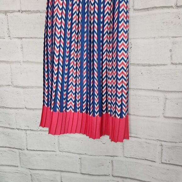Modcloth Women's Just My Typist Pink Blue Print Sleeveless Collared Dress Sz XS - Picture 8 of 14